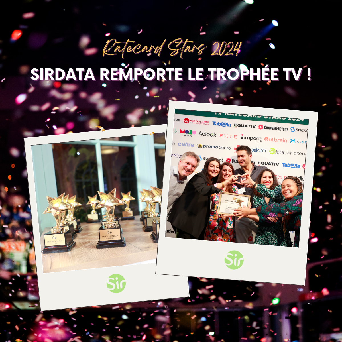 Sirdata remporte le Trophée TV aux Ratecard Stars 2024 !